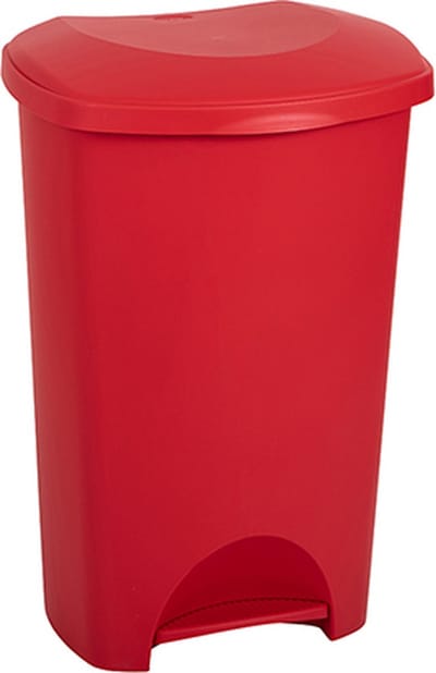 Pedaalemmer - Prullenbak - Afvalbak - 50 liter – Voetpedaal - Rood