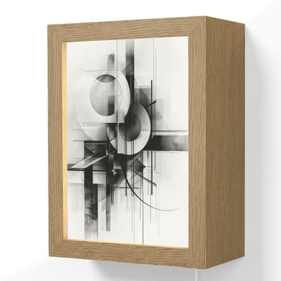 Wandlamp 15x20 cm - Oplaadbaar - Abstract - Kunst - Modern - Zwart wit - Wandlampen binnen woonkamer - Slaapkamer lamp met kabel - Decoratieve nachtlamp - Vloerlamp snoer