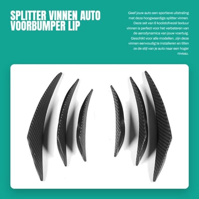 Dailygoods- Splitter Set 6 Stuks - Koolstofvezel Textuur - Auto Voorbumper Lip - Diffuser Valence Spoiler - Eenvoudig te Installeren - Hoogwaardige PVC Materialen - Bumperlip