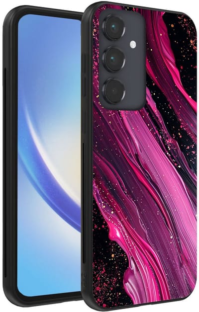 Smartphonica Telefoonhoesje geschikt voor Samsung Galaxy A34 5G met marmer opdruk - TPU backcover case marble design - Paars Roze geschikt voor Samsung Galaxy A34 5G