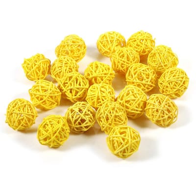 20 stuks Decoratieve Rotan Ballen Ornamenten Bruiloft Kerst Verjaardagsfeest Decoraties geel