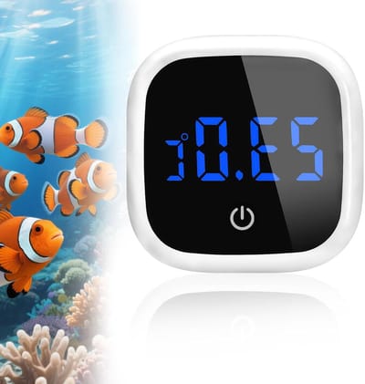 Nauwkeurige digitale aquariumthermometer met LED-display voor zoet- en zoutwater, compacte thermometer met hoge precisiesensor voor viscontainers en aquaristiek.