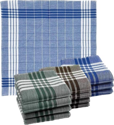 12 Stuks Herenschoonmaakdoeken van 100% Katoen in Drie Kleuren - Geruite Patroon, Ideaal voor Bruidsjonkers, Feestjes en Speciale Gelegenheden, Afmeting 40x40cm