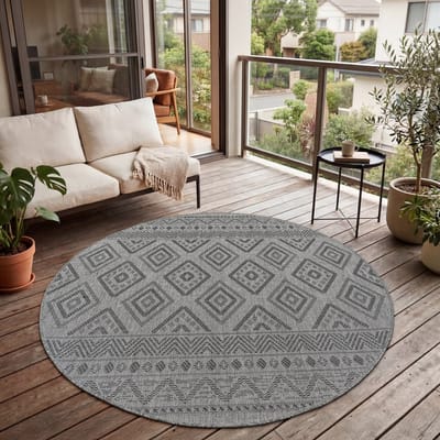 Paco Home In-& Outdoor Vloerkleed Balkon Terras Keukenvloerkleed Modern Boho Ethno Patroon 80 cm Rund