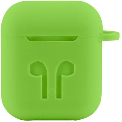 Case cover - Apple Airpods - groen siliconen - met musketon haakje