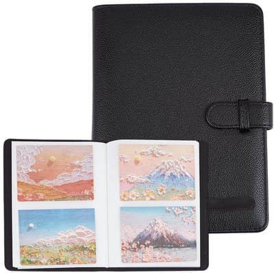 Dailygoods - Fotoboek van PU-leer, met 400/300/210 vakken voor brede foto's, 20 vintage fotoalbums van leer, met 3 vellen lycheï, littekens, omslag, herinneringsalbum, scrapbook, drukknop voor familie