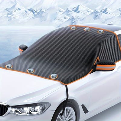 1 stuk - Antivriesdeken - voorruithoes - Beschermhoes - Verdikt - Magnetische halve hoes - Geschikt voor autoruiten en zijruiten - Bescherming tegen vorst, sneeuw en ijs - Autoaccessoires - Oranje rand - Zwart
