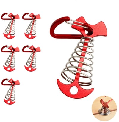 6 stuks - A-frame dekanker - dekanker met veersluiting - tentanker - scheerlijngesp - grondpennen voor kampeerzeil - voor tuinmeubelen, kamperen en wandelen (rood)