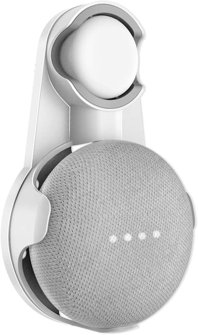 Houder voor Google Home Mini en Nest Mini, Wandbeugel, Case Socket Beugel - Wit en Grijs, Ideaal voor Thuisgebruik, Ruimtebesparend en Stijlvol Design