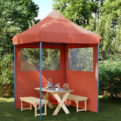 vidaXL - Partytent - inklapbaar - pop-up - met - 2 - zijwanden - terracottakleurig