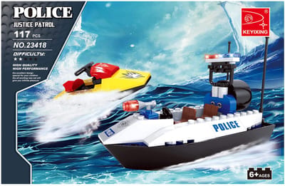 Lobbes bouwset politie patrouille boot - speelgoed bouwpakket 117-delig.