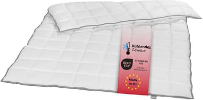 liebling 135 x 200 cm doorgestikt dekbed met Top Cool-weefsel | licht zomerdekbed | met cooling-effect | tijk en vulling van microvezel | wasbaar op 60 graden | wit