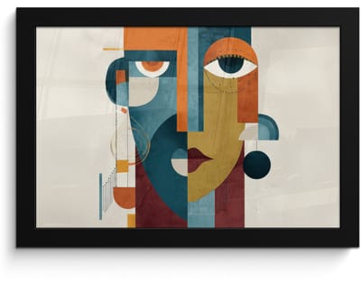 Poster in lijst - Fotolijst 30x20 cm - Posters - Geometrisch - Strakke vormen - Kleurrijk - Posterlijst zwart - Decoratie - Wanddecoratie woonkamer - Muurdecoratie slaapkamer