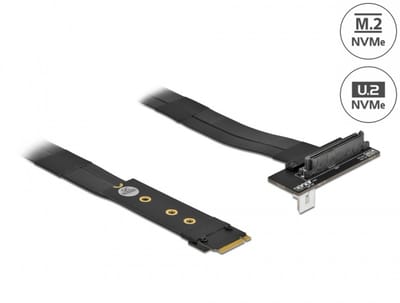 Delock M.2 Key M to U.2 SFF-8639 NVMe Adapter angled with 20 cm cable