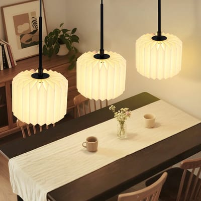 NETTLIFE Hanglamp - 3-Lichts - G9 Fitting - vintage hanglamp - eetkamerlamp - wit - met papier lampenkap - voor Slaapkamer Eetkamer | Woonkamer-excl. lichtbron