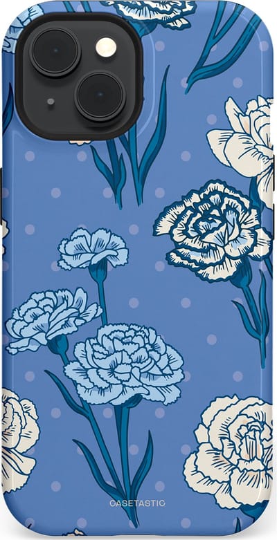 Casetastic hoesje geschikt voor Apple iPhone 15 - MagSafe - Dubbellaagse bescherming - Anjer melange - Fashion Case - Lavendel Petrol Zilver