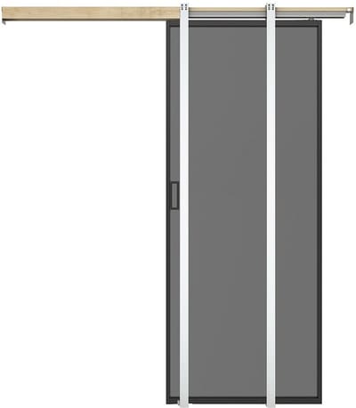 Vente-unique Schuifdeur met klamplaagsysteem - Aluminium en gehard rookglas - H205 x L83 cm - LINCI II L 83 cm x H 205 cm x D 4 cm