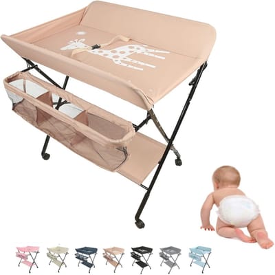 Inklapbare luiertafel met opbergmand en hoogteverstelling