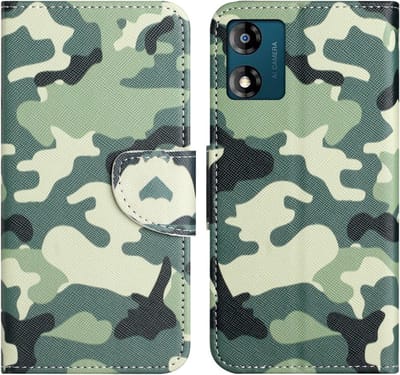 Coverup Hoesje - Geschikt voor Motorola Moto E13 Hoesje - Coverup Book Case - Camouflage
