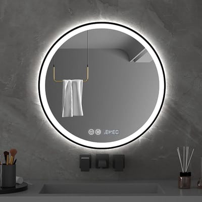Badkamerspiegel LED - Wandspiegel Verlichting - Make-up Aanbrengen - Anti-Condens Functie - 60 cm Rond - Zwart
