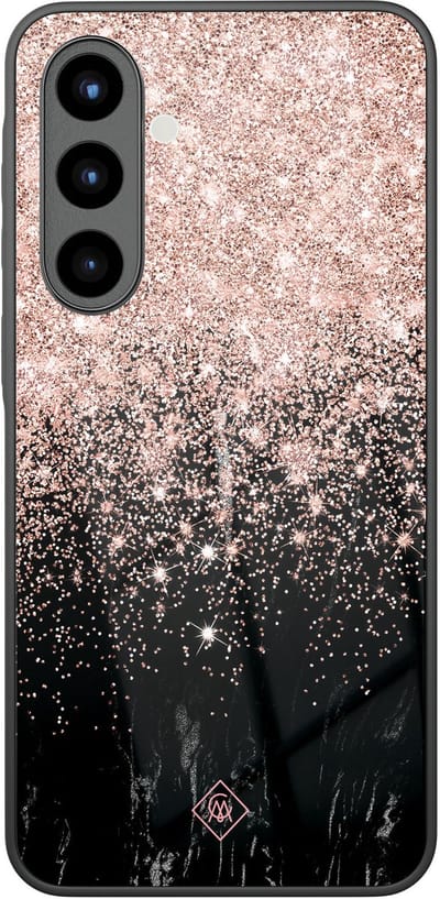 Casimoda® hoesje - Geschikt voor Samsung Galaxy A57 - Marmer Twist - Luxe Hard Case Zwart - Backcover telefoonhoesje - Rosekleurig