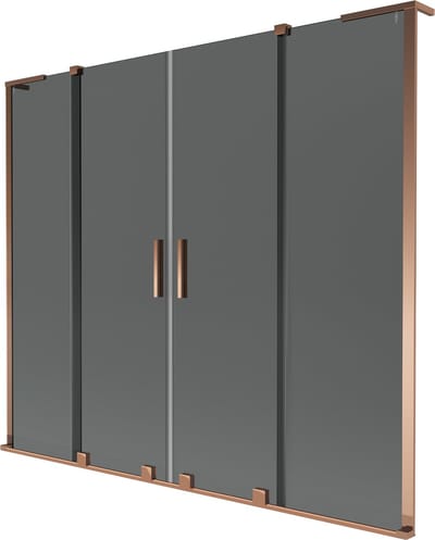 Mexen Velar L Duo badwand 2-delige schuifwand 170 x 150 , grafiet, roze goud - 896-170-003-42-60