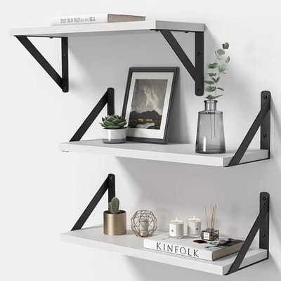 Rixora® Zwevende Wandplank Set van 3 - 40cm - Houten Boekenplank - Voor Woonkamer, Keuken & Badkamer - Incl. Bevestigingsmateriaal