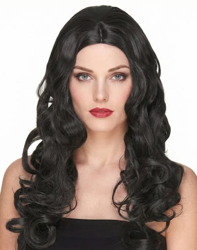 Vegaoo - Luxe lange donkerbruine pruik met golvend haar - Bruin - One Size