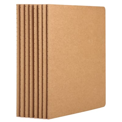 A5 Gelijnd - 8 stuks 100gsm Notitieboek A5, 350gsm Kraft Softcover Reis Notebook, Tekeningen Notitieblok, Studenten, Kantoor, Thema, Dagboek, Notitieboeken