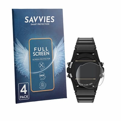 Savvies - Screenprotector voor Timex Expedition Atlantis T5K463 - Folie Beschermfolie transparant volledig dekking 4 Stuks