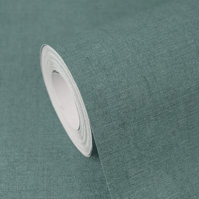 LICHT GLANZEND GEMÊLEERD BEHANG | Textiellook - Groen Petrol Metallic - A.S. Création Cuba II