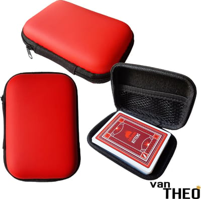 van Theo® Kaartspel Koffertje - Klein Opbergdoosje - Kaarten Opberg Box - Multifunctioneel - Rood