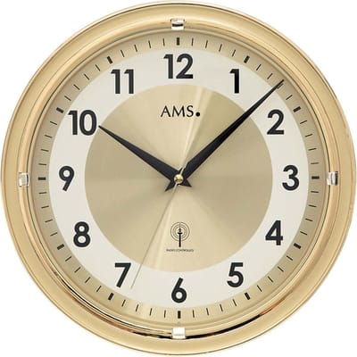 AMS Wandklok zendergestuurd 30 cm ø goudkleurig 5946