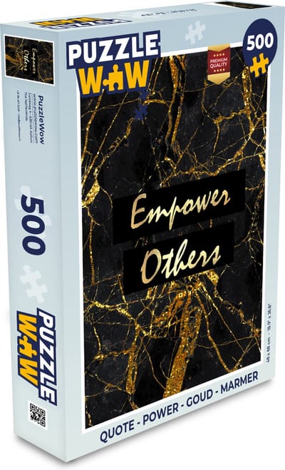 Puzzel Quote - Power - Goud - Marmer print - Legpuzzel - Puzzel 500 stukjes