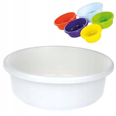 Plastieken Wasbak 20L - Wit Marmer Design, 46cm Diameter