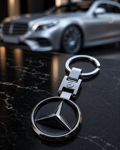 Auto Sleutelhanger AMG Zwart met Oranje Rand – Alcantara Look – Sportieve Sleutelhanger voor Autosleutel – Unisex