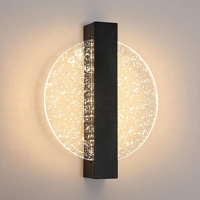 Wandlamp - 25cm - Klein - Dimbare LED -12W - Aluminium - Acryl - Zwarte - Ronde - 3000K/4500K/6500K