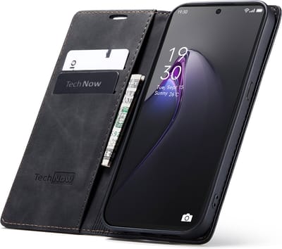 Hoesje geschikt voor Oppo Reno 8 Pro - Book Case Leer Slimline Zwart