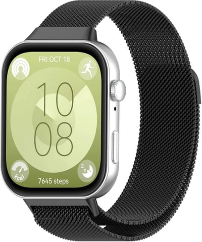 By Qubix - Milanese bandje - Zwart - geschikt voor Huawei Watch Fit 5 / 4 / 3