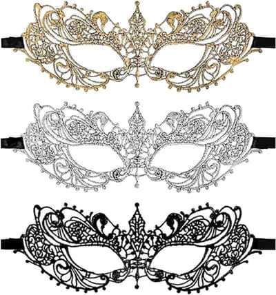 Set van 3 Venetiaanse Maskers voor Vrouwen - Zachte Lace Maskers voor Halloween, Feest en Carnaval - Perfecte Accessoires voor Kostuums en Maskerades