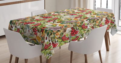 ABAKUHAUS Lijsterbes Tafelkleed – 140x170 cm – groen/rood, wasbaar
