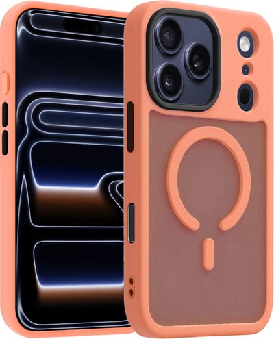 Hoesje - Geschikt voor iPhone 17 Pro / 18 Pro - Magsafe Compatible - Sterk & Shockproof - Back Cover - Telefoon Hoes Shockproof - Shock Proof Case - Telefoonhoes - Perzik