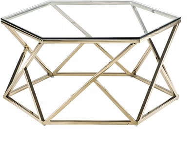 Vente-unique Salontafel - Gehard glas en roestvrij staal - Goudkleurig - Keriane -