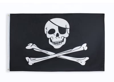 Go Go Gadget - Piraten Vlag - Skull & Crossbones - Pirate - 90x150cm - Zwart/ Wit