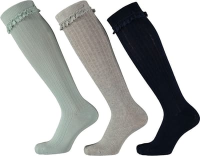 Apollo - Kniesokken - Girls - 3-pack - Broderie - Maat 31/34