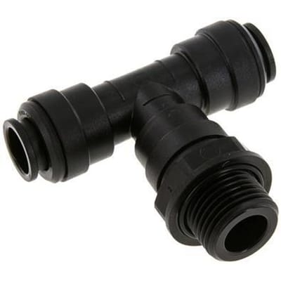 12mm x G1/2'' inline T-stuk POM Insteekfitting Buitendraad FDA Draaibaar NBR
