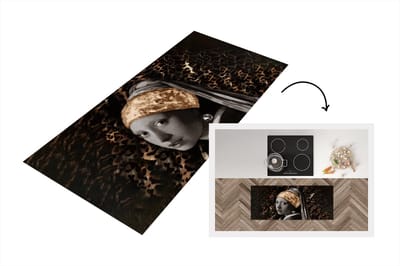 Keukenloper - Loper keuken - Meisje met de parel - Bruin - Design - 120x50 cm - Keukenloper vinyl