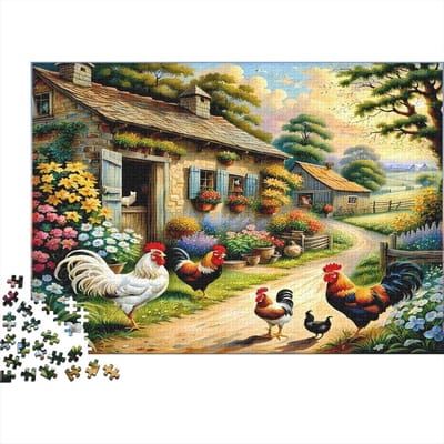 Boerderij Puzzel - Kippen Legpuzzel - Ontspanning thuis - Precisie snijtechniek - 1000 stukjes - Stijl-3