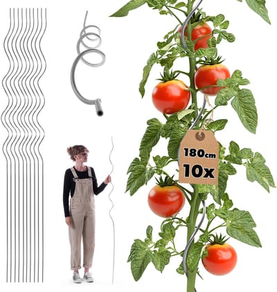 KADAX spiraalvormige plantenstok van aluminium, 180 cm, 10 stuks