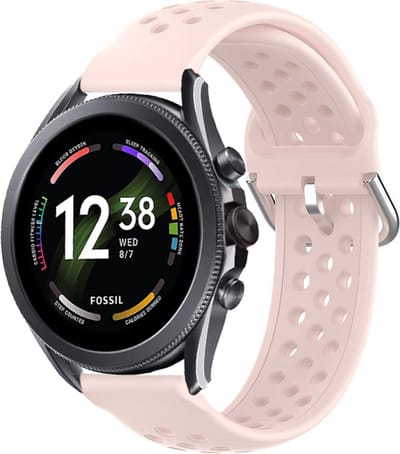Strap-it Siliconen bandje met gaatjes - geschikt voor Fossil Gen 6 44mm / Gen 5e 44mm / Gen 5 - roze